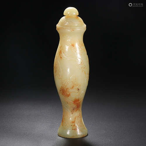 Tang Dynasty of China,Hetian Jade Dragon Pattern Bottle