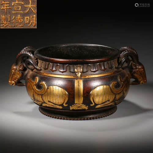 Ming Dynasty of China,Bronze Gilt Incense Burner