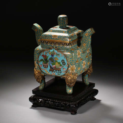 Qing Dynasty of China,Copper Filigree Enamel Incense Burner