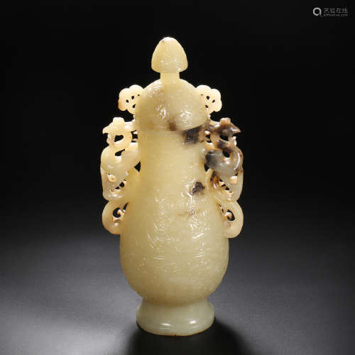 Tang Dynasty of China,Hetian Jade Double Phoenix Bottle