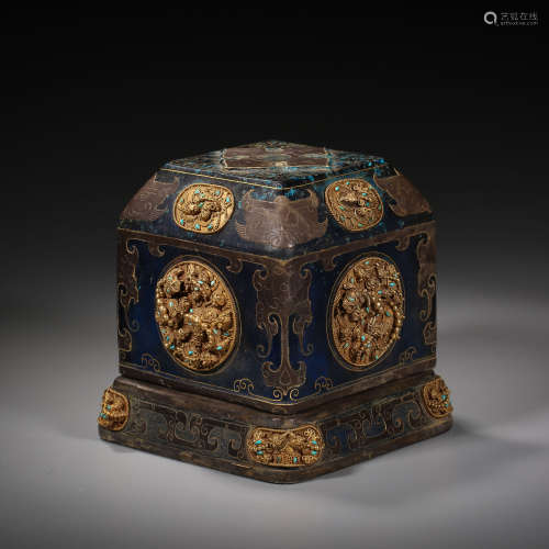 Han Dynasty of China,Coloured Glaze Covered Gold Inlaid Prec...
