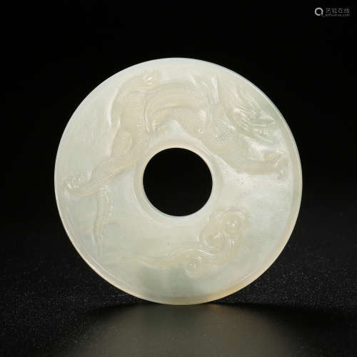 Tang Dynasty of China,Hetian Jade Dragon Pattern Pendant