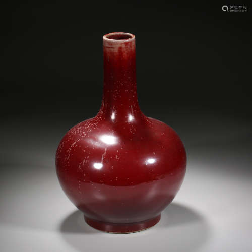 Qing Dynasty of China,Ji-Red Glaze Celestial Sphere Bottle