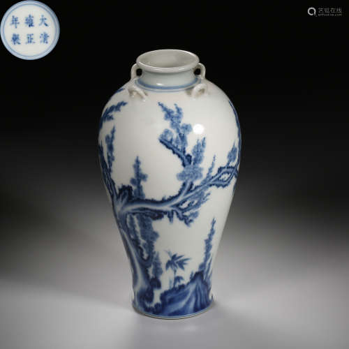 Qing Dynasty of China,Blue and White Multi-Ear Bottle