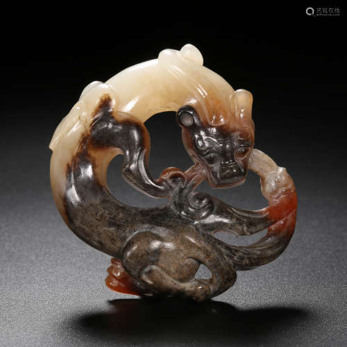 Han Dynasty of China,Hetian Jade Dragon Pattern Pendant