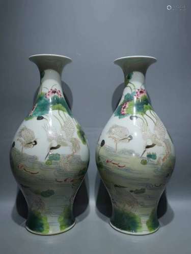 Qing Dynasty of China,Famille Rose Flowers and Birds Olive B...