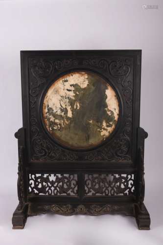 Qing Dynasty of China,Red Sandalwood Cloud Stone Screen