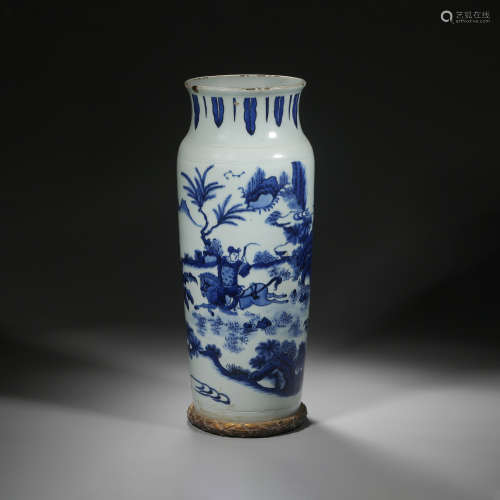 Qing Dynasty of China,Blue and White Character Bottle