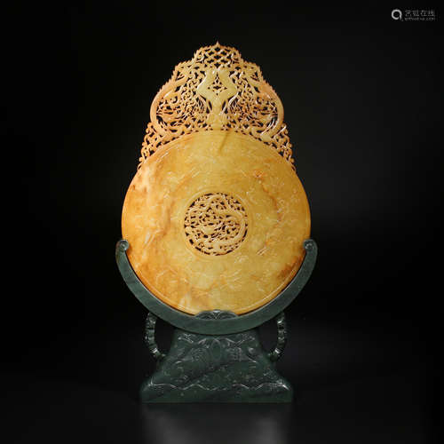 Qing Dynasty of China,Old Collection Hetian Jade Dragon Patt...