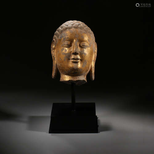 Northern Wei Period of China,Stone Gold-Traced Buddha Head S...
