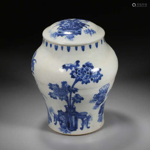 Qing Dynasty of China,Blue and White Flower Bottle