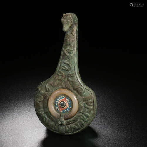 Han Dynasty of China,Bronze Inlaid Precious Stone Belt Hook