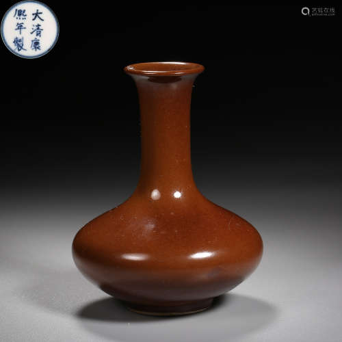 Qing Dynasty of China,Ji-Red Glaze Long-necked Bottle