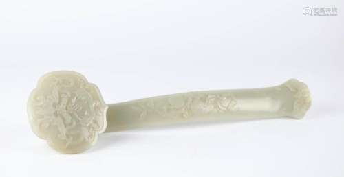 Chinese Carved Jade Ruyi Scepter