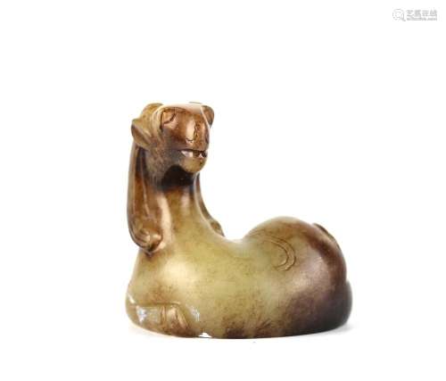 Chinese Carved Jade Figure of Ram