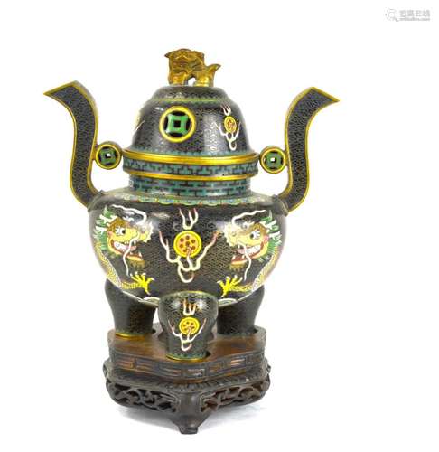 Chinese Cloisonne Tripod Incense Burner