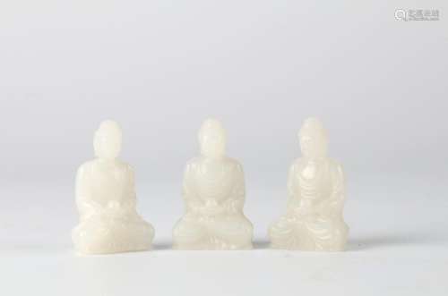 Three Chinese Carved Jade Buddha Figures