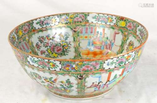 Large Chinese Rose Medallion Punch Bowl