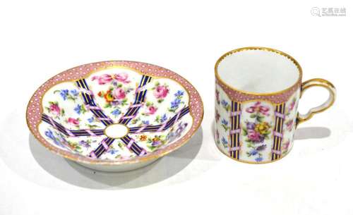 Sevres Flower Scene Cup & Saucer