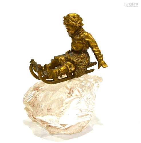 Russian Bronze Figure on Rock Crystal