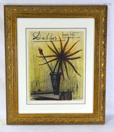 Bernard Buffet, "Dahlias", Original Lithograph, 19