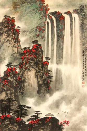 Chinese Watercolor Painting Scroll by Wei, Zixi