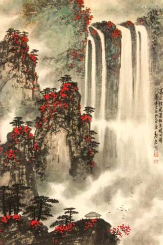Chinese Watercolor Painting Scroll by Wei, Zixi