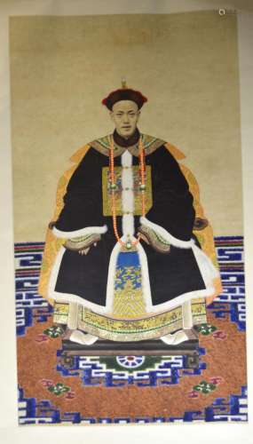 Chinese Watercolor Painting of Emperor
