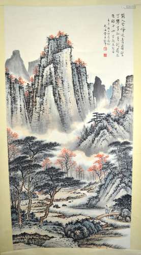 Chinese Watercolor Painting on Scroll