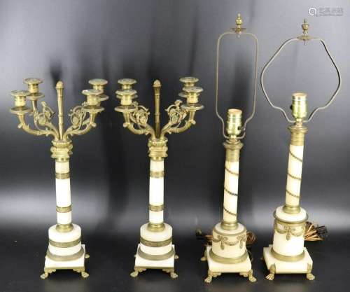2 Pairs of Fine Quality Bronze Mounted Marble /