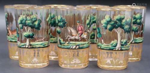 (7) Attr. Moser Paint and Gilt Decorated Glasses.