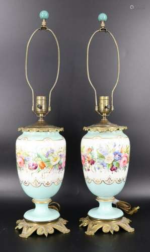 A Pair of Sevres Style Bronze Mounted Porcelain