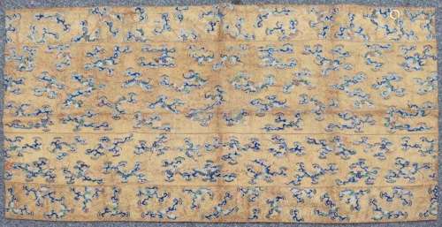 Chinese Embroidered Panel with Bats and Ruyi