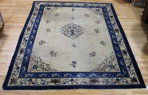 Antique And Finely Hand Woven Chinese Carpet.