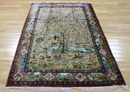 Vintage and Finely Hand Woven Tree Of Life Carpet
