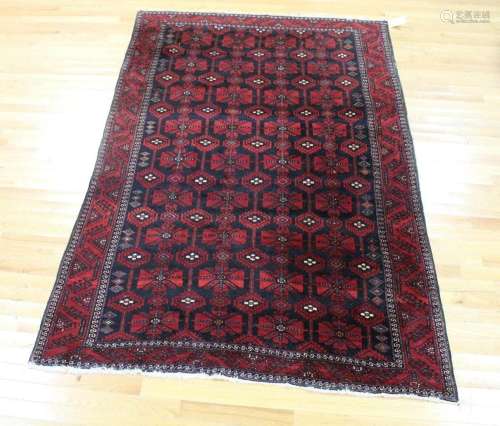 Vintage And finely Hand woven Bokhara Style Carpet