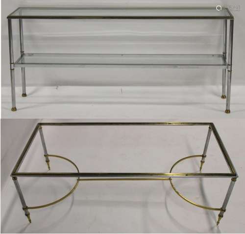 Vintage & Quality Steel & Brass Console & Coffee