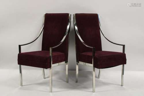 Midcentury Pair Of Chrome Arm Chairs.