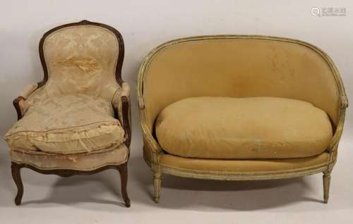 Antique Louis XV1 Style Settee & a Louis XV Style