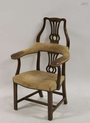 Georgian Leather Upholstered Mahogany High Chair.