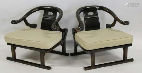 BAKER Pair Of Ebonised Chairs By Michael Taylor.