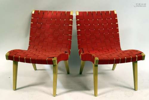 Midcentury Pair of Jens Risom Lounge Chairs.