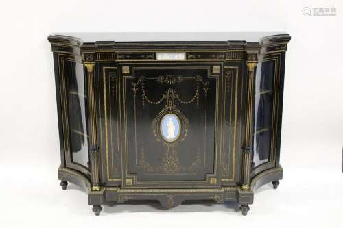 Antique Continental Ebonised Cabinet with
