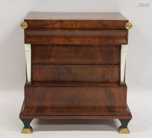Empire Mahogany Chest with Marble Columns.