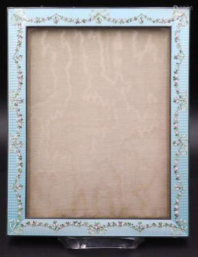 SILVER. Continental Enamel Decorated Silver Frame.