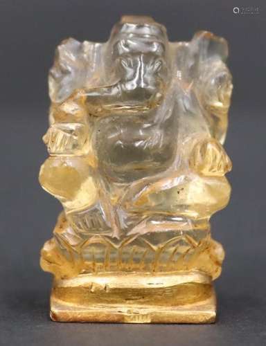 Marcus & Co. Gold Mounted Carved Topaz? Figure of