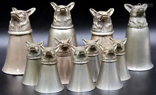 SILVERPLATE. Fox Head Stirrup Cups Inc. Leonard.