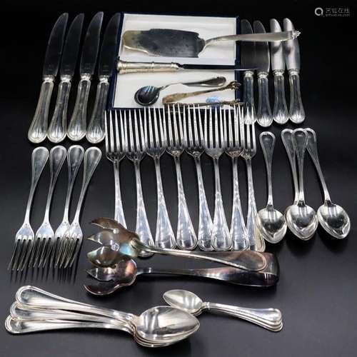 SILVER. Italian .800 Silver Partial Flatware Set.