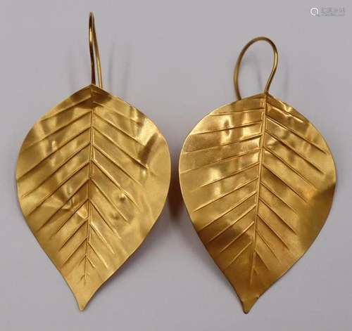 JEWELRY. Pair of MMA 14kt Gold Leaf Form Earrings.