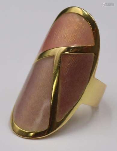 JEWELRY. 18kt Gold and Enamel Cocktail Ring.